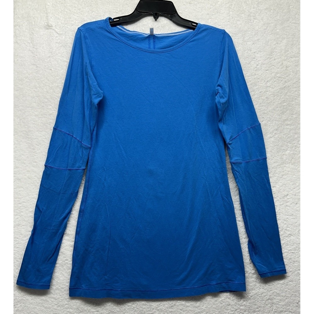 Lululemon Womens Size 6? Blue Sheer Will Long Sleeve T Shirt Top (K4)